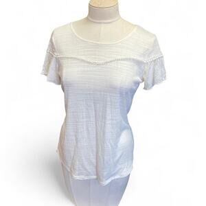 White sheer blouse with ruffle